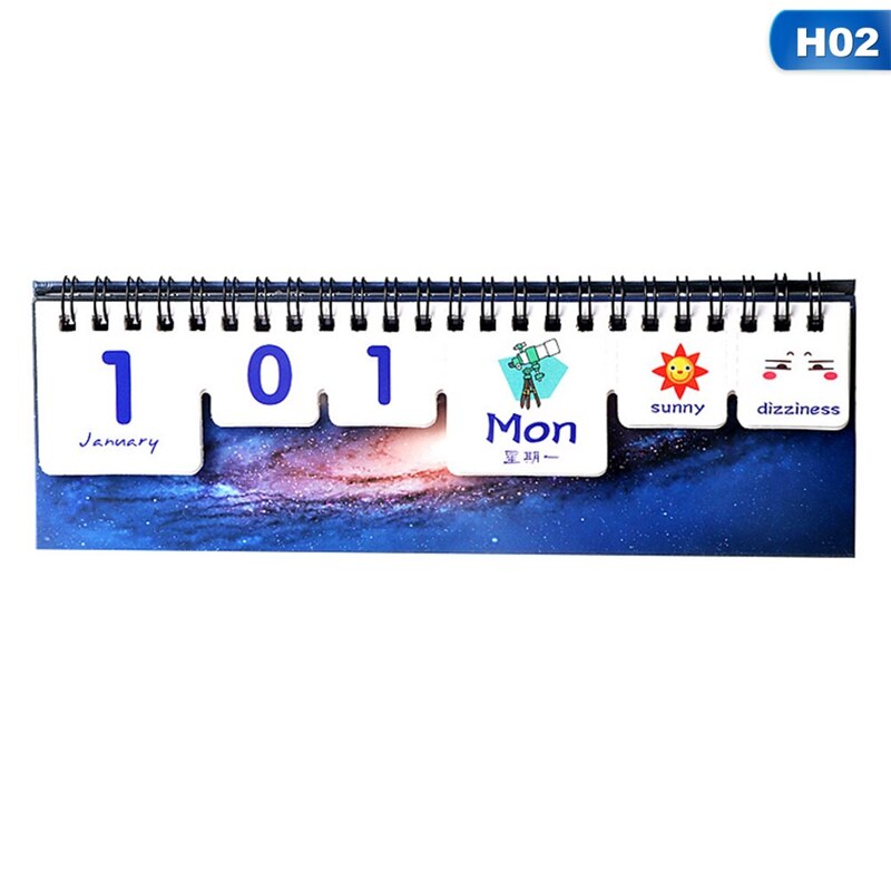 Cute Animal Starry Sky Desk Calendar Tearable Perpetual Calendar Daily Table Planner: 2