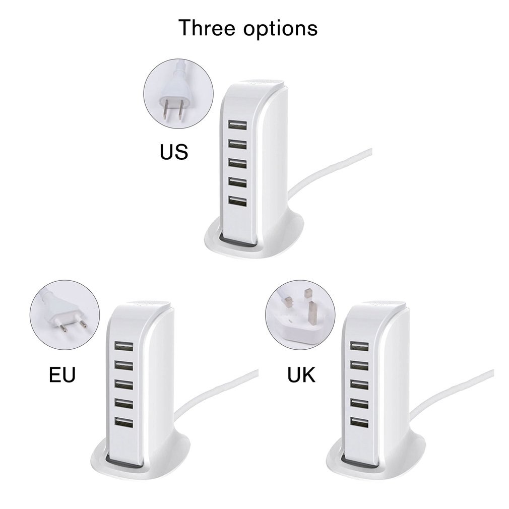 5 Port USB Charger 4A Multi-Port Plug for HUB Charging Station Power Adapter Universal Mobile Phone Desktop Wall Home
