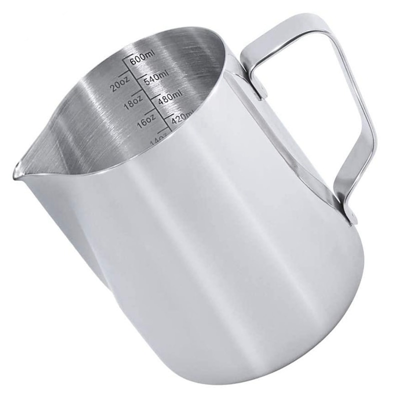 Mælkekande kande ,600 ml mælkekande med skala [kop, ml, ounce], mælkekande kop i rustfrit stål kaffe latte kande: Default Title