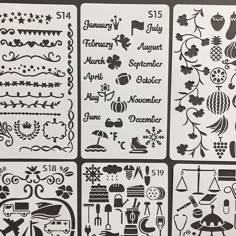 24Pcs Hollow Tekening Sjabloon Journal Stencil Set A6 Plastic Planner Diy Dagboek Decor Craft Briefpapier School Kantoorbenodigdheden