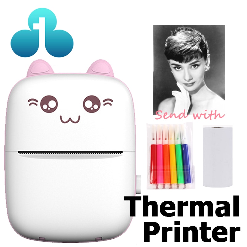 Mini Portable Thermal Printer CAT Print Paper Photo Pocket Thermal Printer 58mm Printing Wireless Bluetooth Android IOS Printers