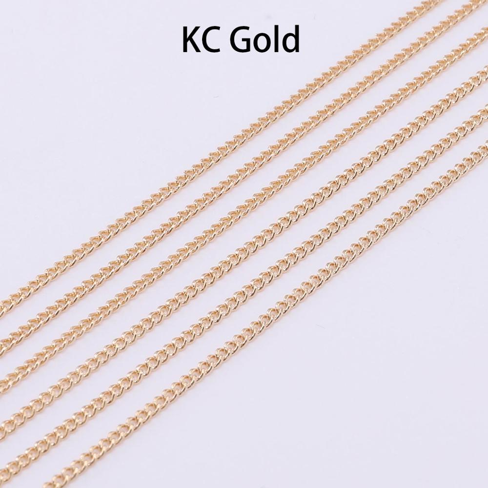 Chaînes de collier plaquées or/Bronze, 5 m/lot, pour la fabrication de bijoux, matériaux faits à la main, fournitures de chaîne de collier à faire soi-même: S / Orange
