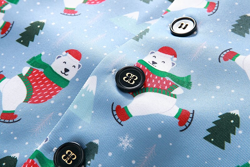 Christmas Bear Print Christmas Vest Male Brand Slim Fit Dress Waistcoat Men Xmas Party Stage Prom Vests Men Cosplay Costume