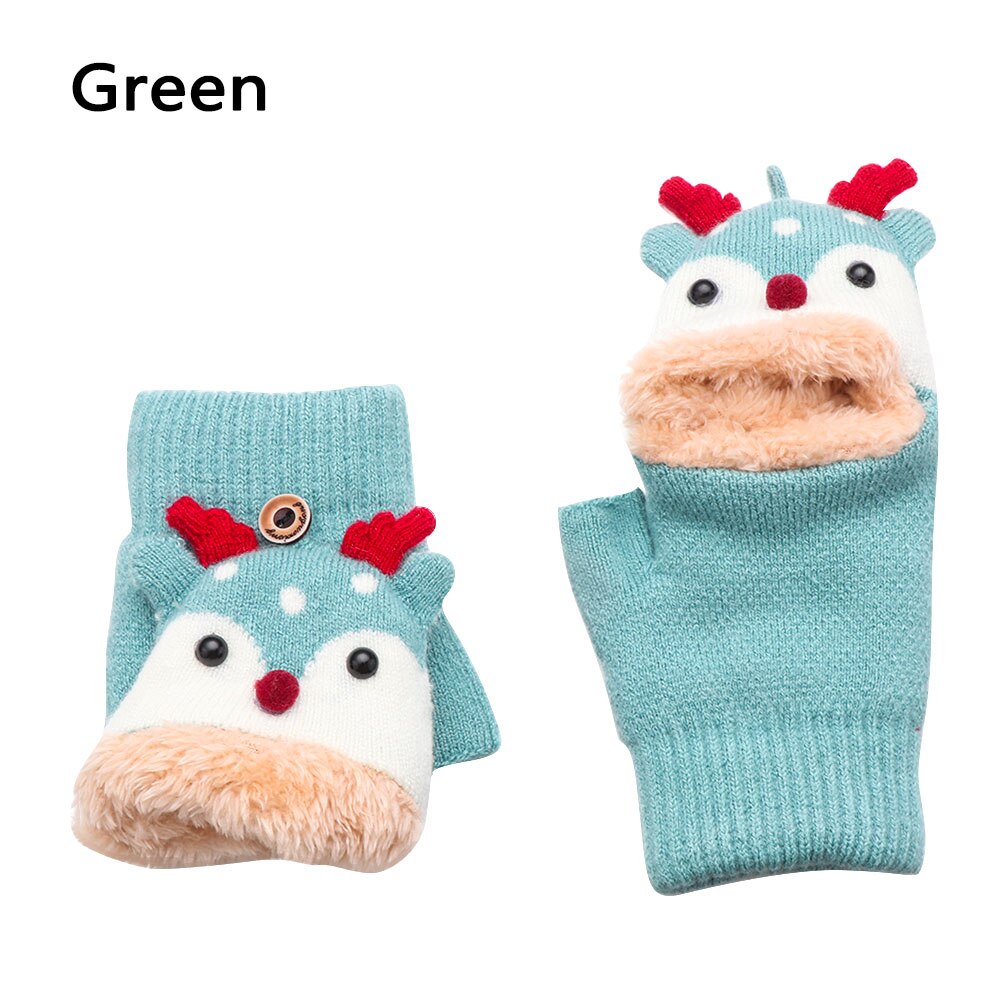 Baby Handschoenen Cartoon Elanden Kids Handschoenen Flip Cover Gebreide Wanten Jongens Meisjes Kids Winter Handschoenen Kinderen Handschoenen 3-7 jaar Oud