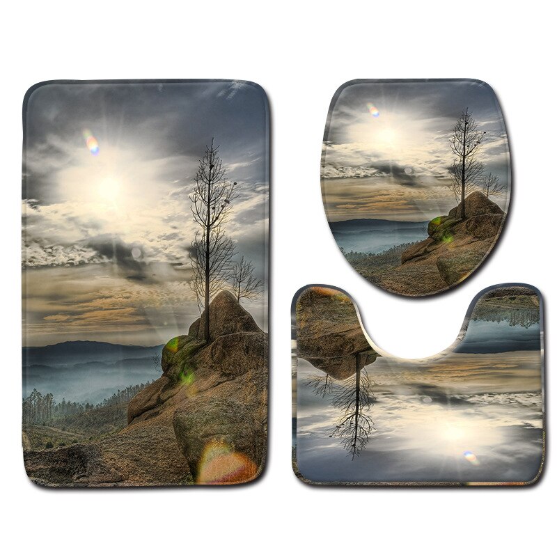 Rose Gedrukt Badmat Voor Bad Tapijt In De Badkamer Thuis Decoratie Mat Toilet Seat Cover Mat Microfiber Douche Vloer mat Set: 3PCS10 / Large 3PCS