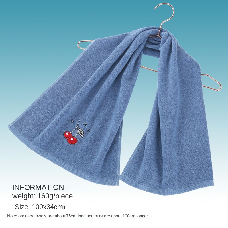 Sports Towel Sweat-Absorbent Lengthened Pure Cotton Face Washing Home plus Size Long Bath Towel Gym Quick-Drying Running: Brown