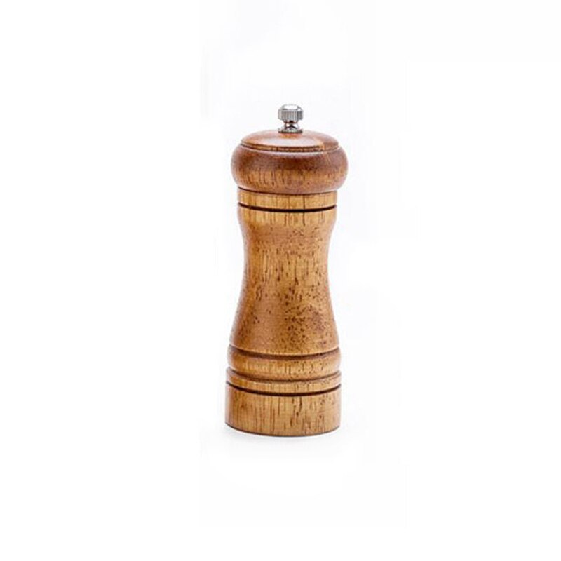 Classical Oak Wood Pepper Spice Mill Grinder Set BBQ Tools Set Handheld Seasoning Mills Grinder Ceramic Grinding Core: 5 inch