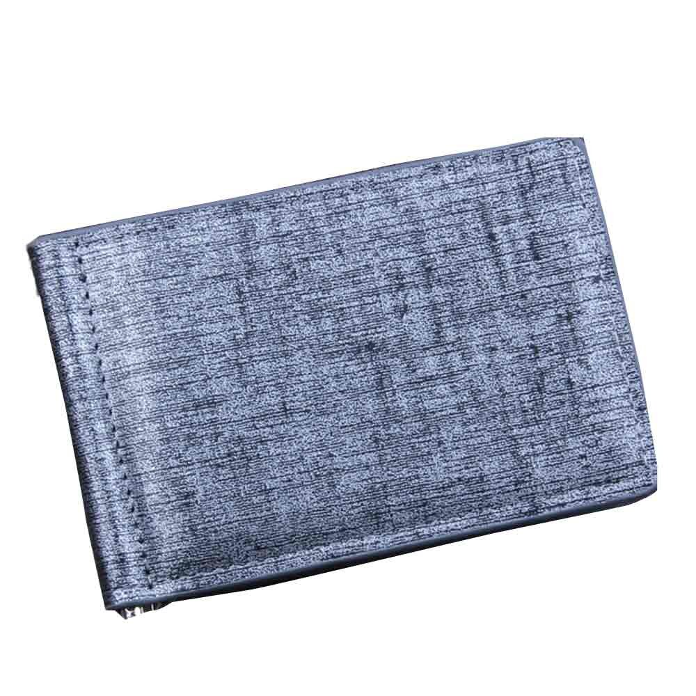 Portefeuille pour homme En Cuir Couleur Unie Mince Portefeuilles Homme Bleu à deux volets court Porte-Cartes De Crédit Porte-Monnaie D'affaires Sac À Main Mâle # LR2: Gris