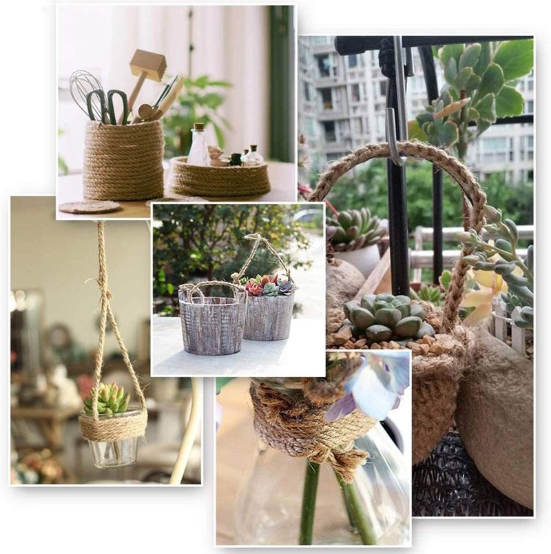 8mm Natural Jute Rope Heavy Duty Twine Hemp Twisted Cord Macrame String DIY Craft Handmade Decoration Pet Scratching