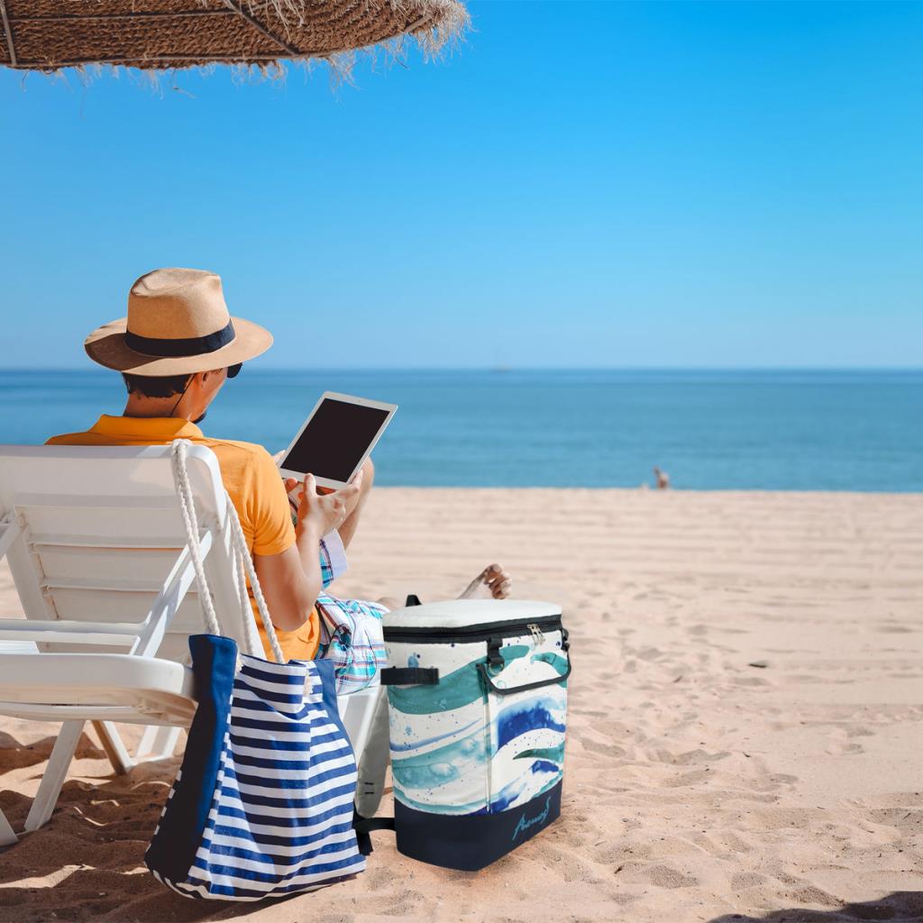 Anemoss Golven Geïsoleerde Koeler Rugzak Draagbare Thermische Voedsel Koelkast Bag Voor Camping Outdoor Lunch Case Waterdichte Stof