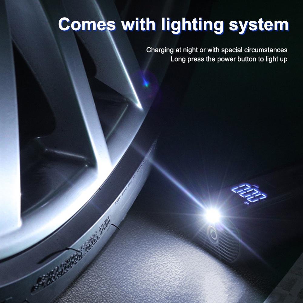 Inflatable Pump Mini Portable Air Compressor with LED Lighting Tyre Inflator 12V 100PSI Wire Air Pump for Car Bicycle Balls