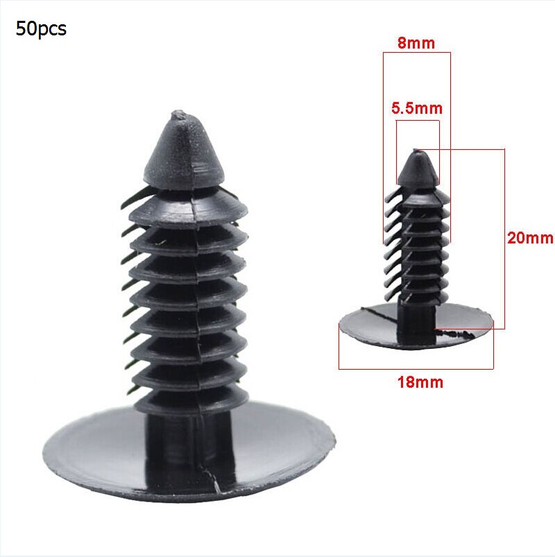 50 stk 8mm plastiknitter clips til buick ford chevy auto befæstelser bil bagagerum tagdør trim panel holder køretøj universal