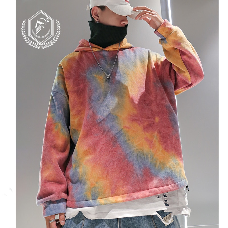 Mannen Mode Losse Print Fleece Zwaargewicht Casual Trui Hip Hop Sweatshirts Met Capuchon