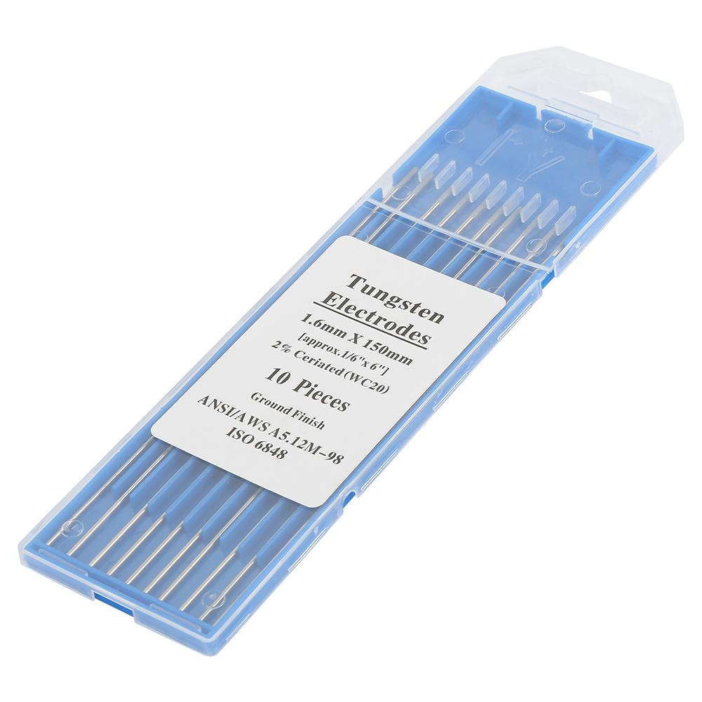 10 teile/schachtel Cer Wolfram Elektroden Stangen 1,0/1,6/2,4/3,2mm WC20 TIG für Edelstahl Kohlenstoff lanthan Schweißen Soldring einstellen