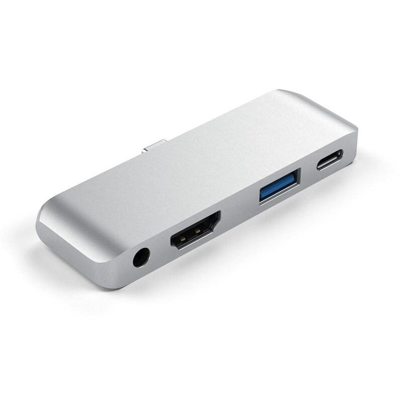 USB C Hub Adapter A TIPO C PD di Ricarica 4K convertitore di HDMI USB 3.0 da 3.5mm Per Cuffie Per Il 2018 iPad Pro MacBook Pro SAMSUNG HUAWEI: Silver