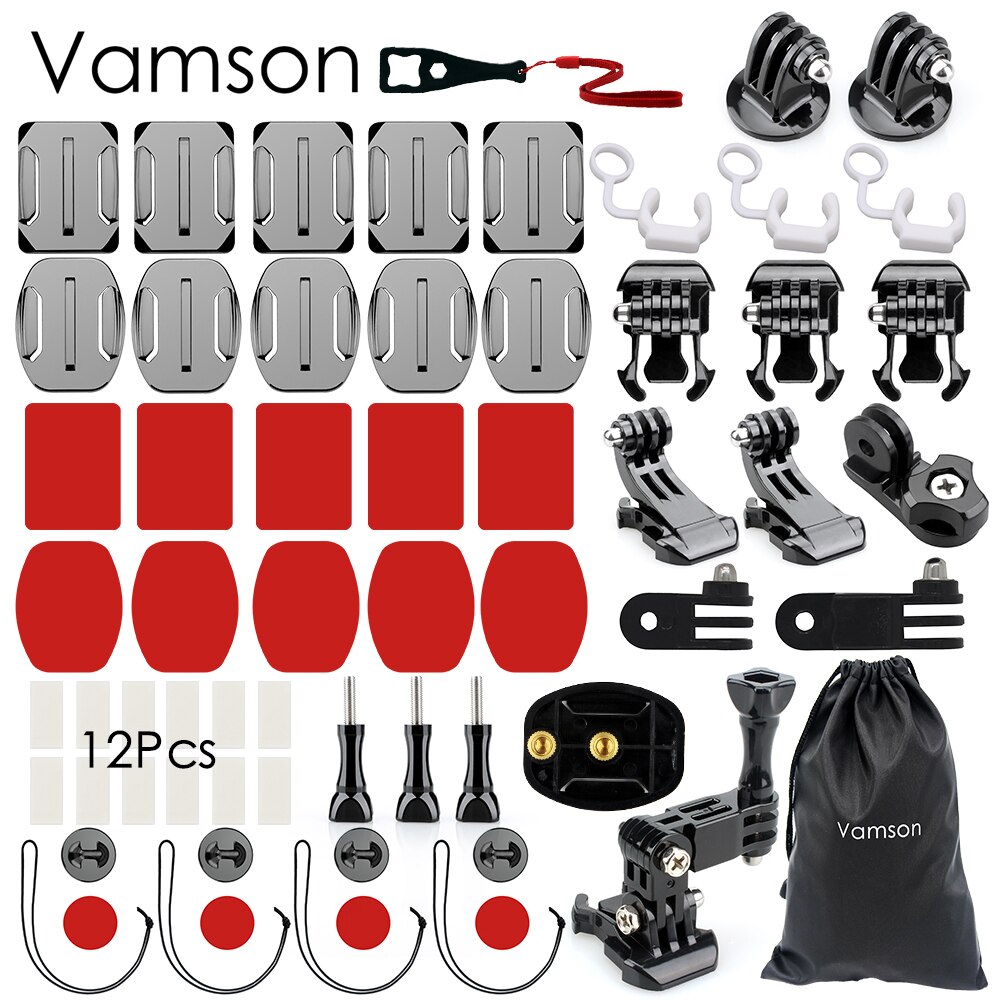 Vamson voor Gopro Hero 7 6 5 Accessoires Kit praktische Adapter Mount Voor Gopro Hero 5 4 3 voor Xiaomi voor SJCAM VS90