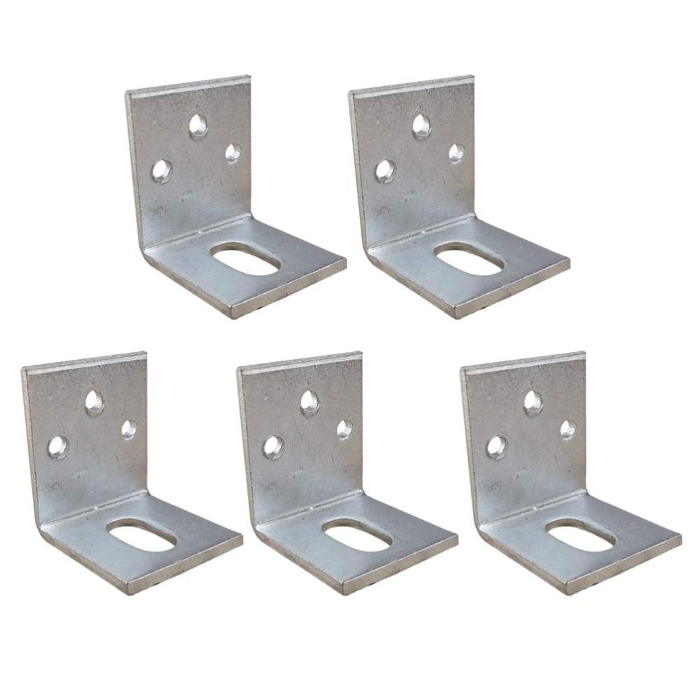 5pcs Metal Right Angle Bracket Support High Hardness Shaped Brackets 90 Degree Corner Brace (Silver)