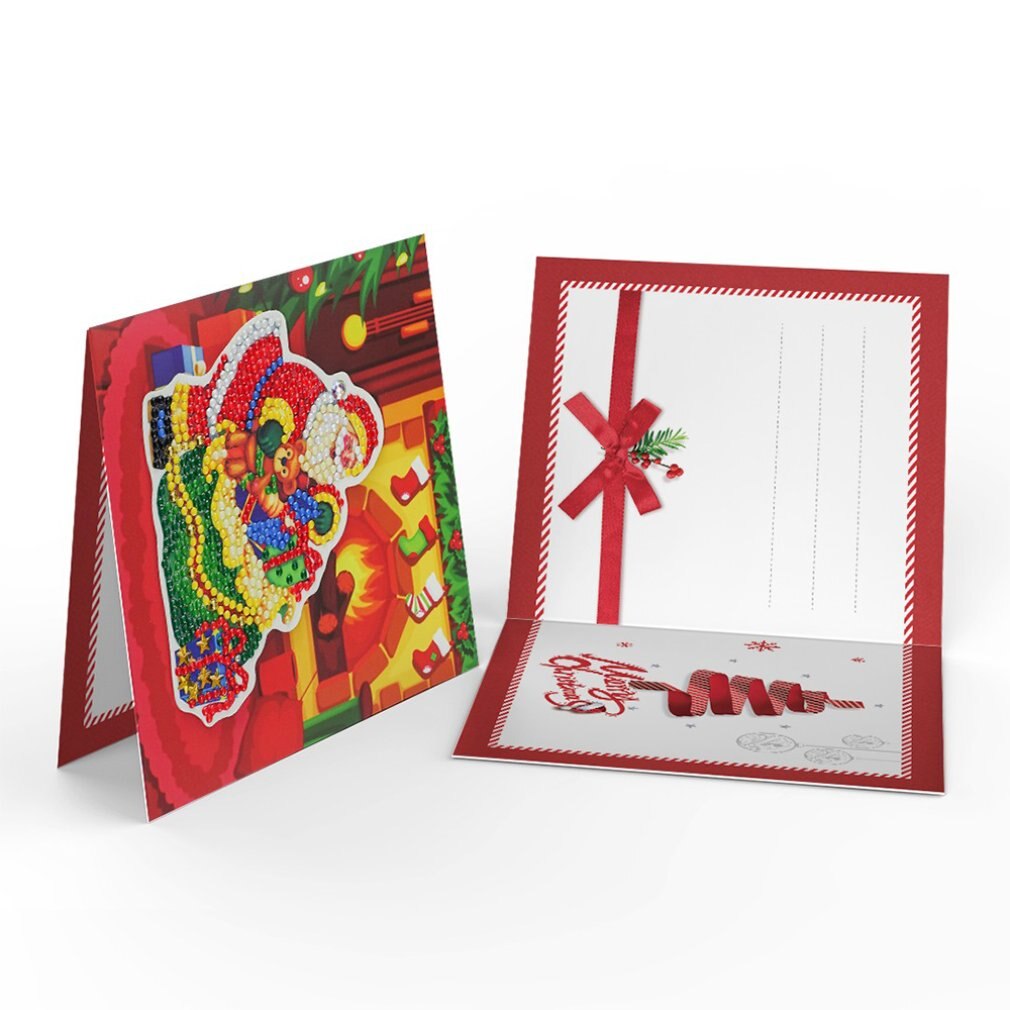 HK101 8pcs Diamond Cards Diy Cross Stitch Cartoon The Christmas Card Diamond Painting Greeting Cards
