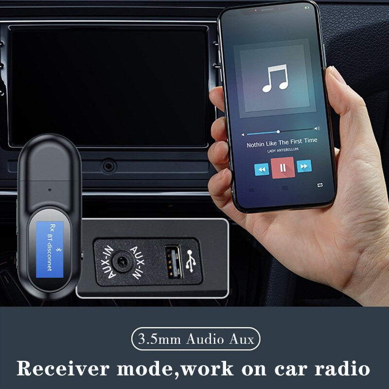 tebe 2 IN 1 Draadloze Audio Adapter Bluetooth 5.0 Ontvanger Zender met Digitale Lcd-scherm 3.5mm Audio Aux voor Hoofdtelefoon Luidspreker Auto TV