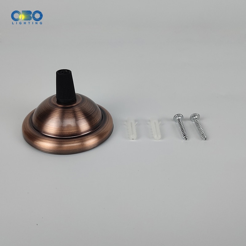 Loftsplade lampe base diy rundt jern + låselinje sort / hvid / guld / sølv /66mm vedhæng lampe base
