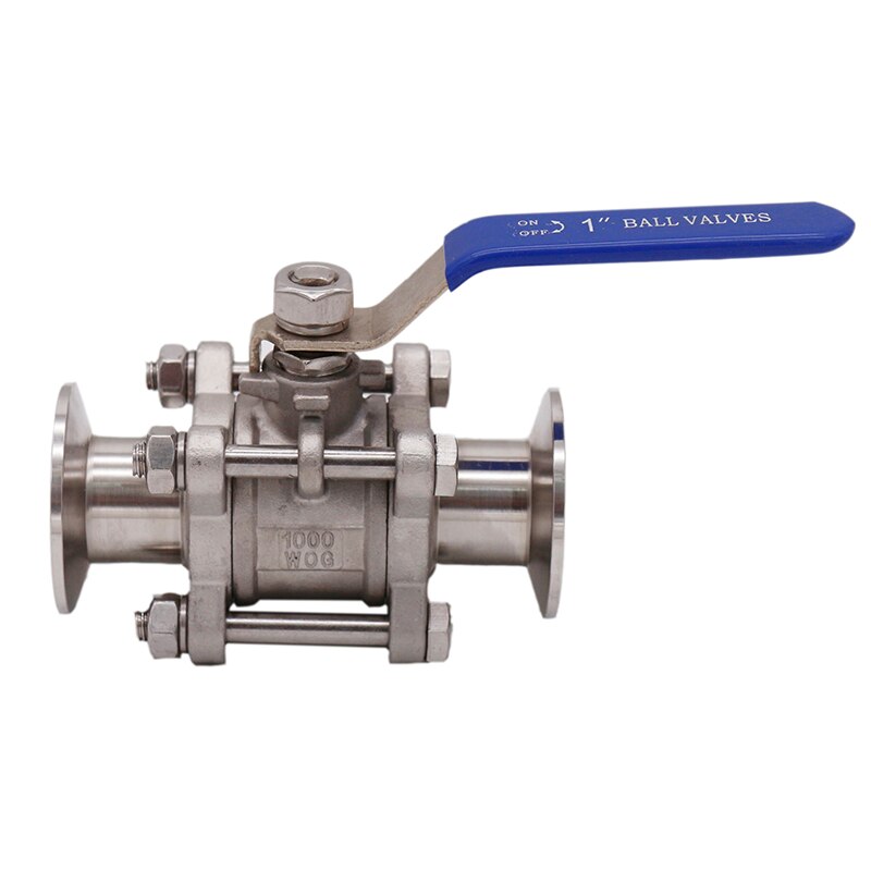 1" Tri-Clamp 3-Piece Ball Valve 50.5mm OD Sanitary 304 Stainless Steel Homebrew Hardware
