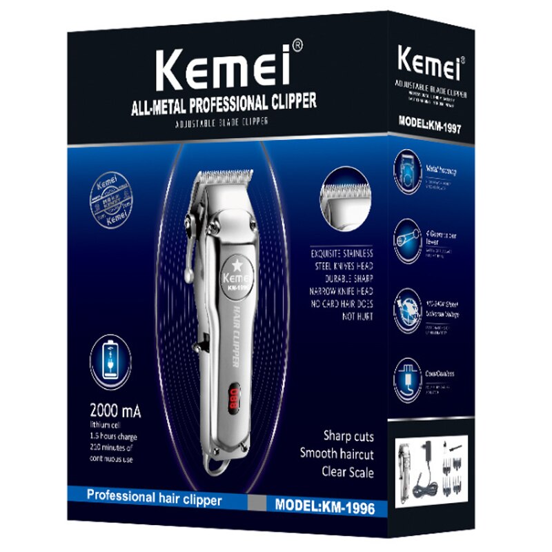 Digitale Tondeuse Kamei Verstelbare Blade Cliper Kemel Drimmer Kemey Salon Clipper Kmei 2000 Mah Scheren Hoofd Machine Man Bruidegom: With retail box / ons aansluiten