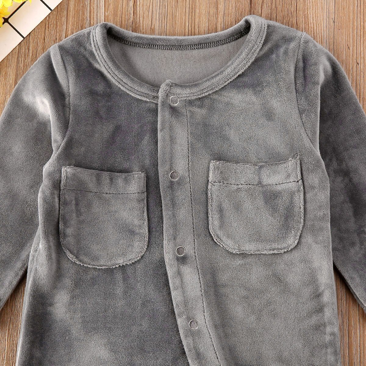 Barboteuse en velours à manches longues pour bébé fille et garçon de 0 à 18 mois, combinaison solide, vêtements pour bébé, automne