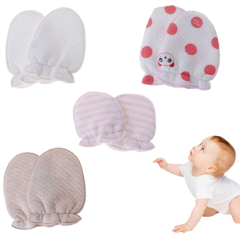 1 Pair Baby Gloves Anti Scratch Face Protection Soft Blend Cotton Warm Winter Autumn Anti Grab Cartoon Cute Newborn Care Mittens