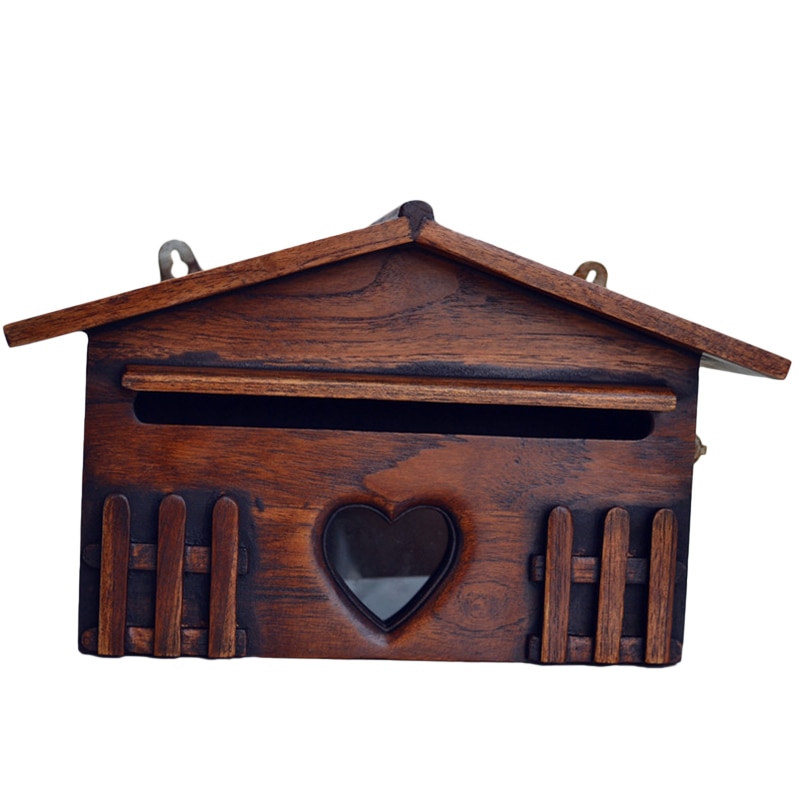 Retro Wooden Post Box Exquisite Mailbox Outdoor Rainproof Suggestion Box Letter Box for Home Office Supplies: Default Title