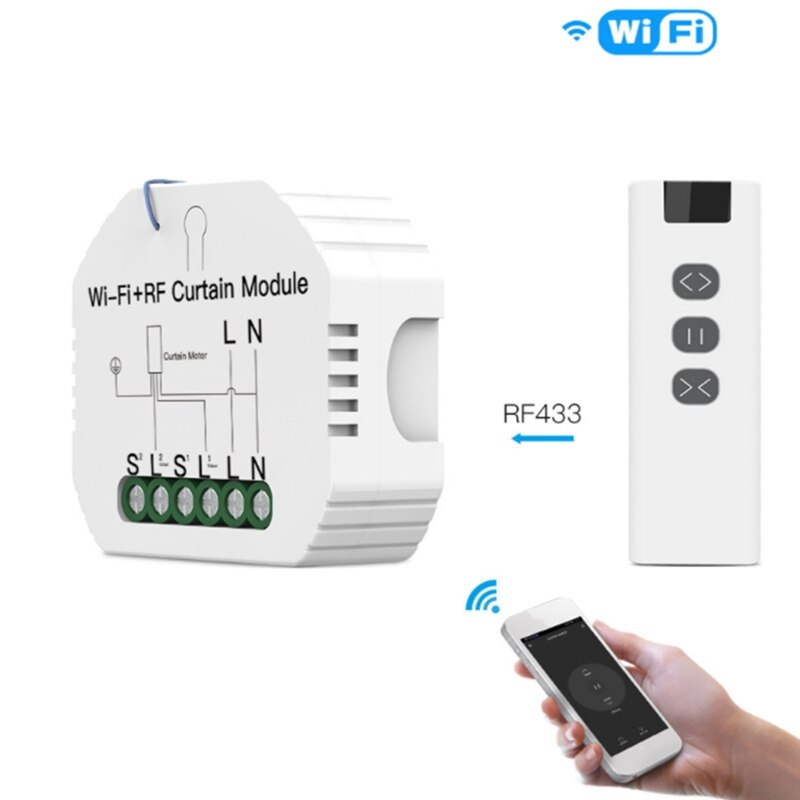 Tuya WiFi RF Roller Blind Shutter Curtain Switch Module for Electric Motor Sunsn Works with Google Home Alexa