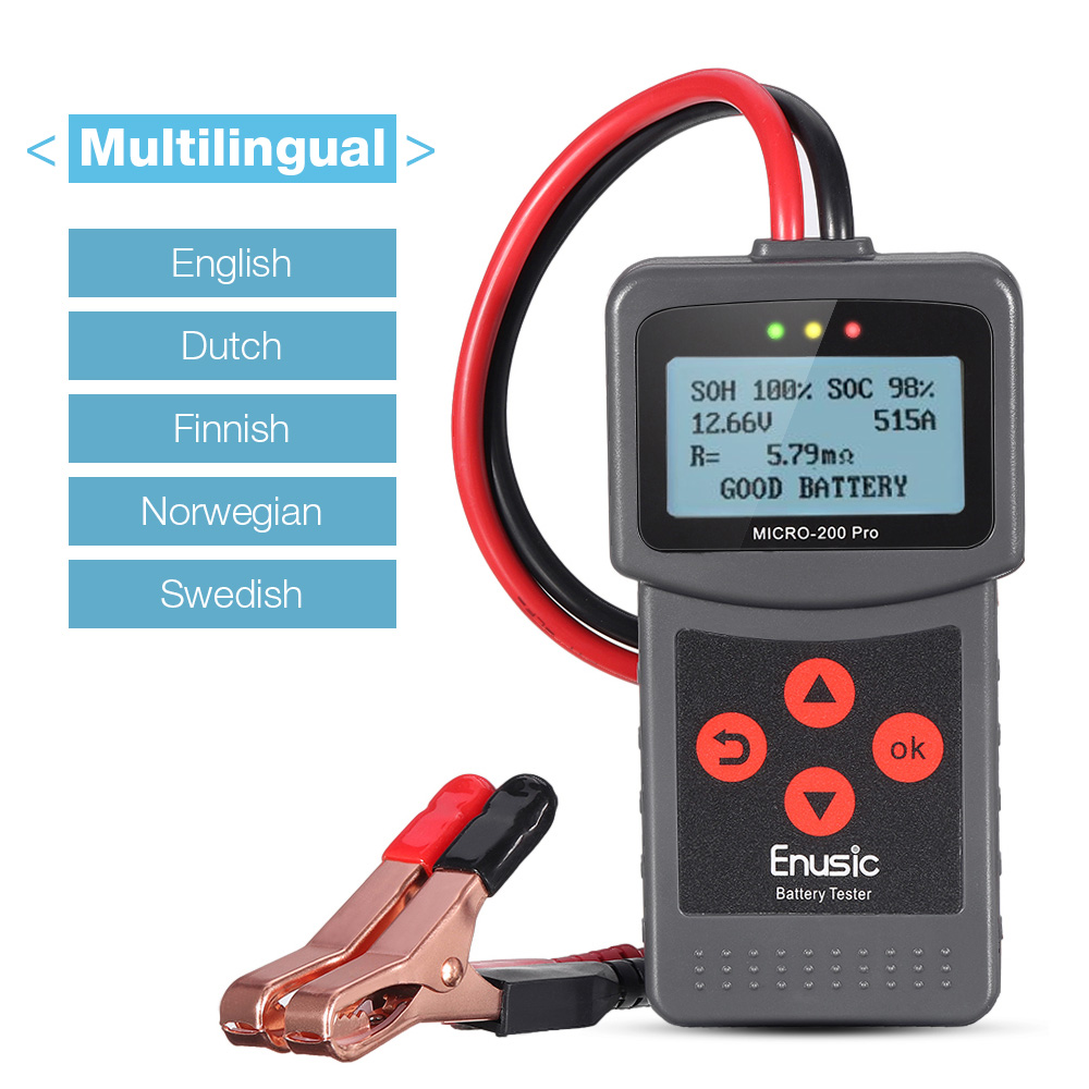 MICRO-200 PRO Car Battery Tester 12v 24v Multi-Language Digital AGM EFB Gel Automotive Load Battery System Analyzer For Car Moto