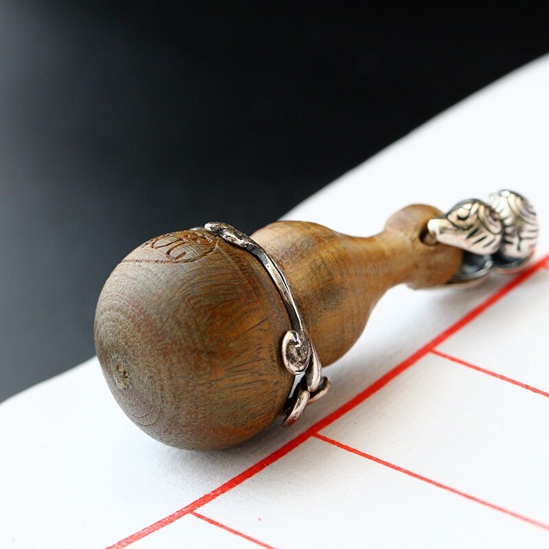 925 pure silver pendant natural green sandalwood gourd gold and silver pendant