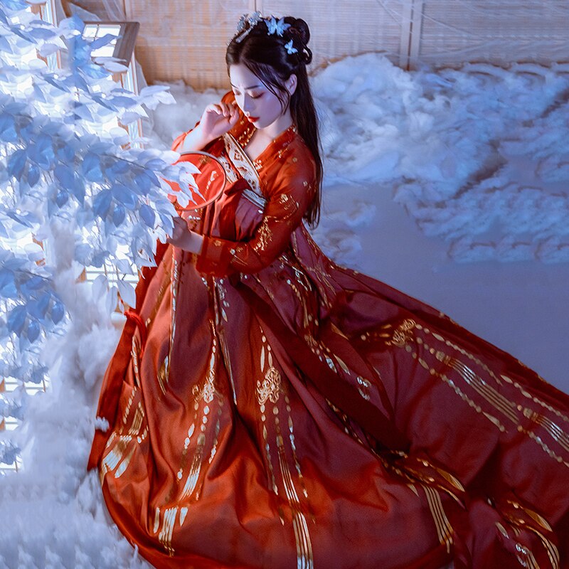 verrotten Hanfu Chinesische Alte Kleid Seetang-dynastie Kostüm Weibliche Erwachsene Traditionelle Chinesische Kleidung Frauen Leistung Tragen DNV12778