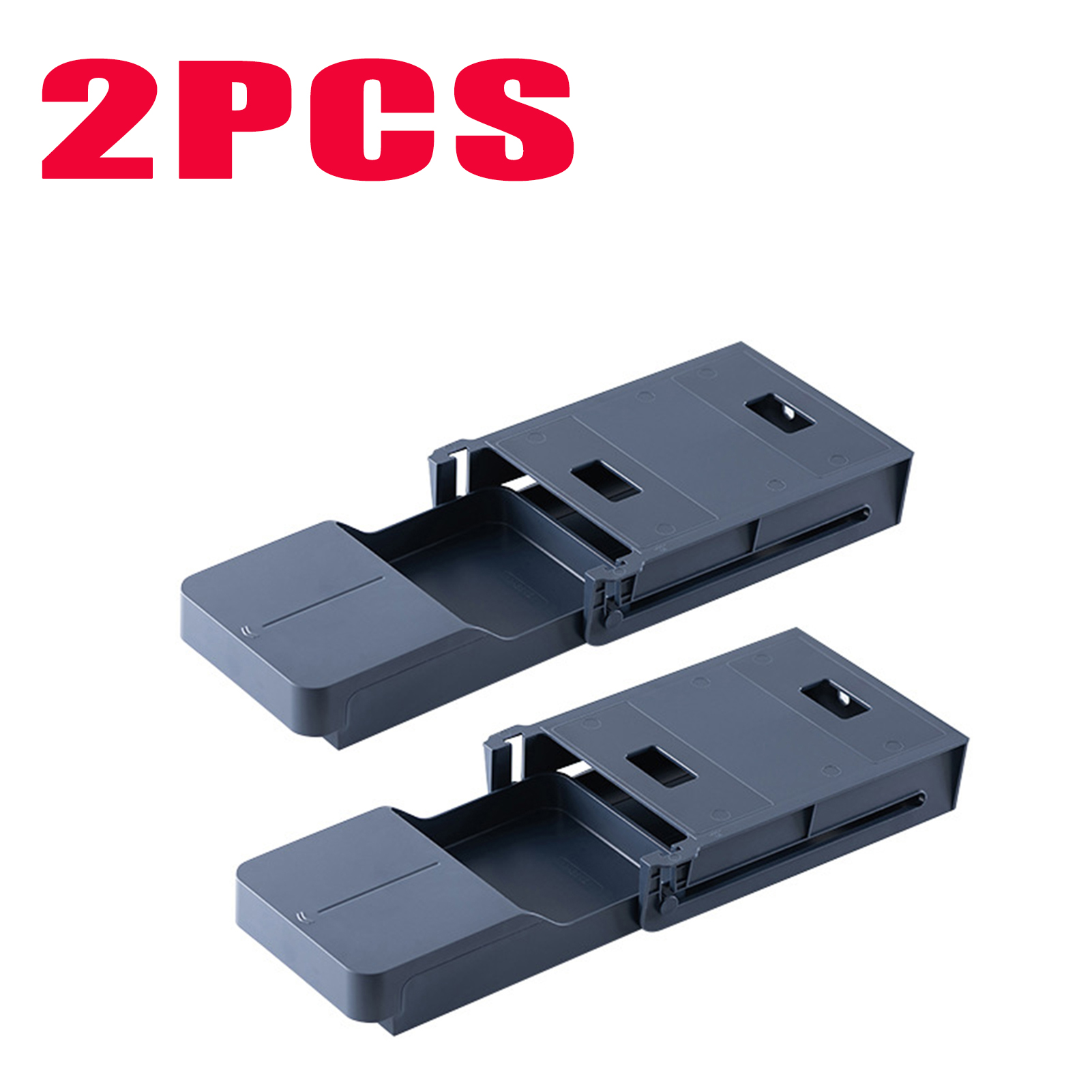 Self Stick Pencil Tray Under Desk Drawer Organizer Table Storage Box Self-adhesive Hidden Organizer Office Stationery Organizer: 2pcs 01 small