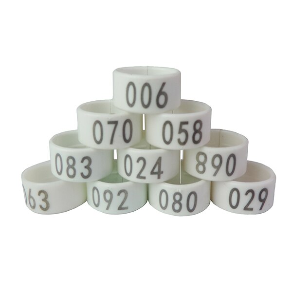 100 stk nr. .1-100 kyllingfotring hønekyllinger and gås digital fotring fjærfeoppdrettsutstyr: Hvit farge / Indre diameter 1.8cm