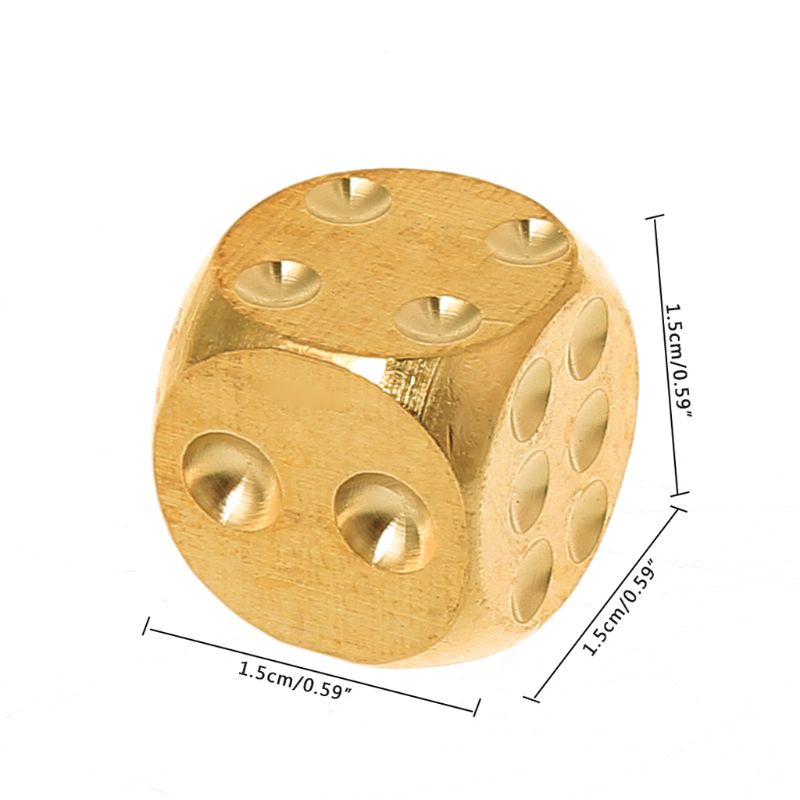 Messing dobbelstenen massief metaal polyhedrale club staaf dobbelstenen speelgereedschap 15 x 15 x 15mm