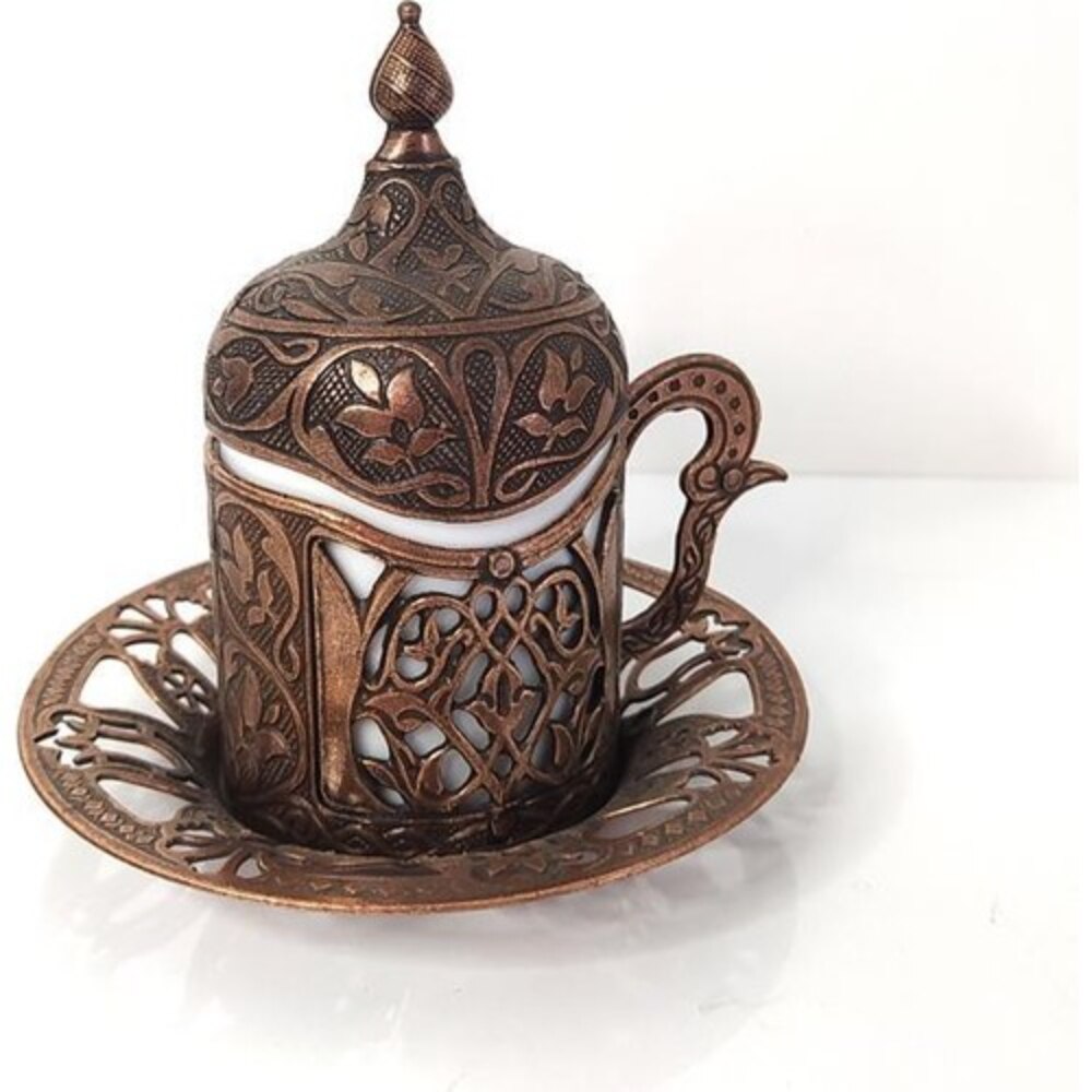 Authentic Patterned Copper Coffee Cup Sets Porcelain Espresso Traditional Turkish Handmade Luxury Antique Model Souvenirs: Model 2 One Pieces
