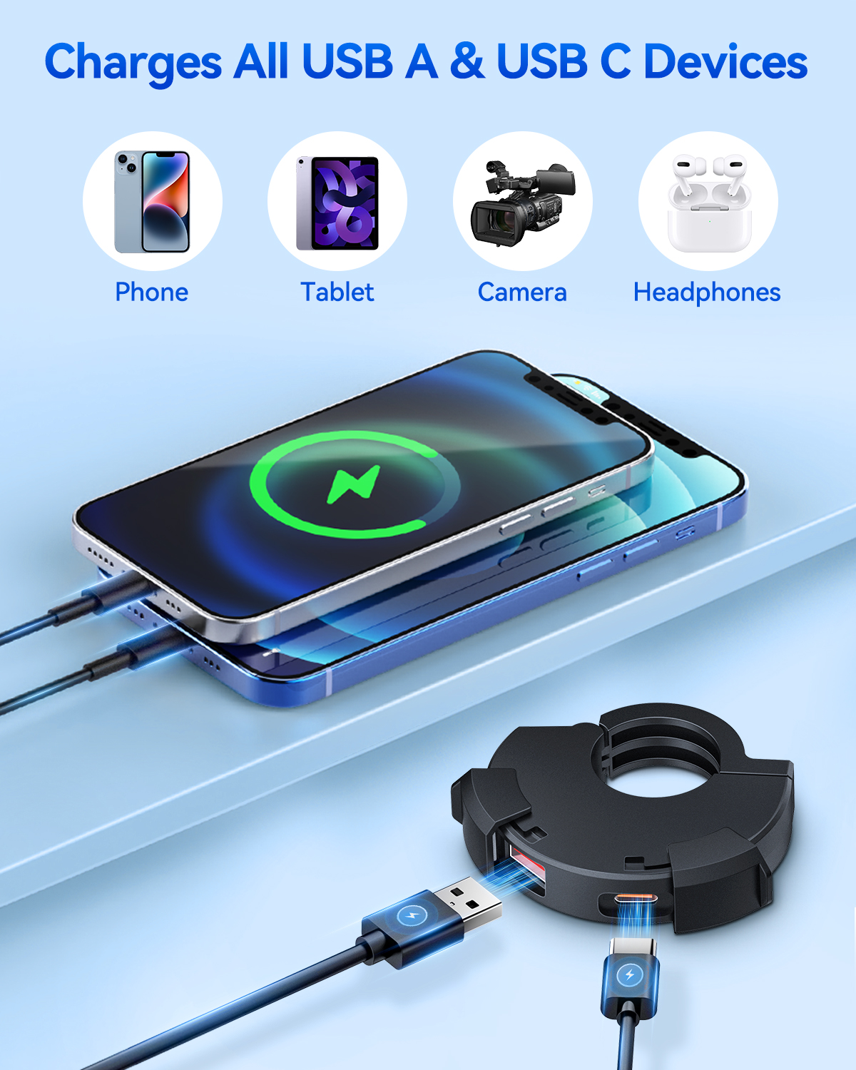 Extractme QC3.0 motorfiets USB-oplader 30W USB-snellader Waterdichte stuurmontagebeugel Oplader voor digitale fietscamera
