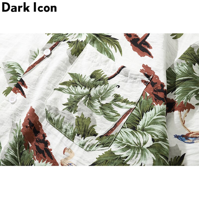 Mörk ikon blomma fullt tryck vintage skjorta kortärmad herr sommar hawaii skjortor streetwear toppar