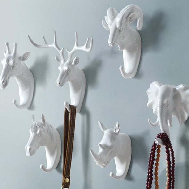 Ganchos con forma de Animal para colgar en la pared ganchos de pared con forma de Animal, de rinoceronte, caballo, jirafa, elefante, para sombrero, gancho, soporte para decoración del hogar