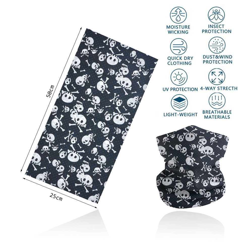 Ademend Schedel Halsbeenkap Voor Fietsen Wandelen Vissen Uv-bescherming Quickdry Zwart Bandana Mannen Vrouwen Art Printing Sjaal