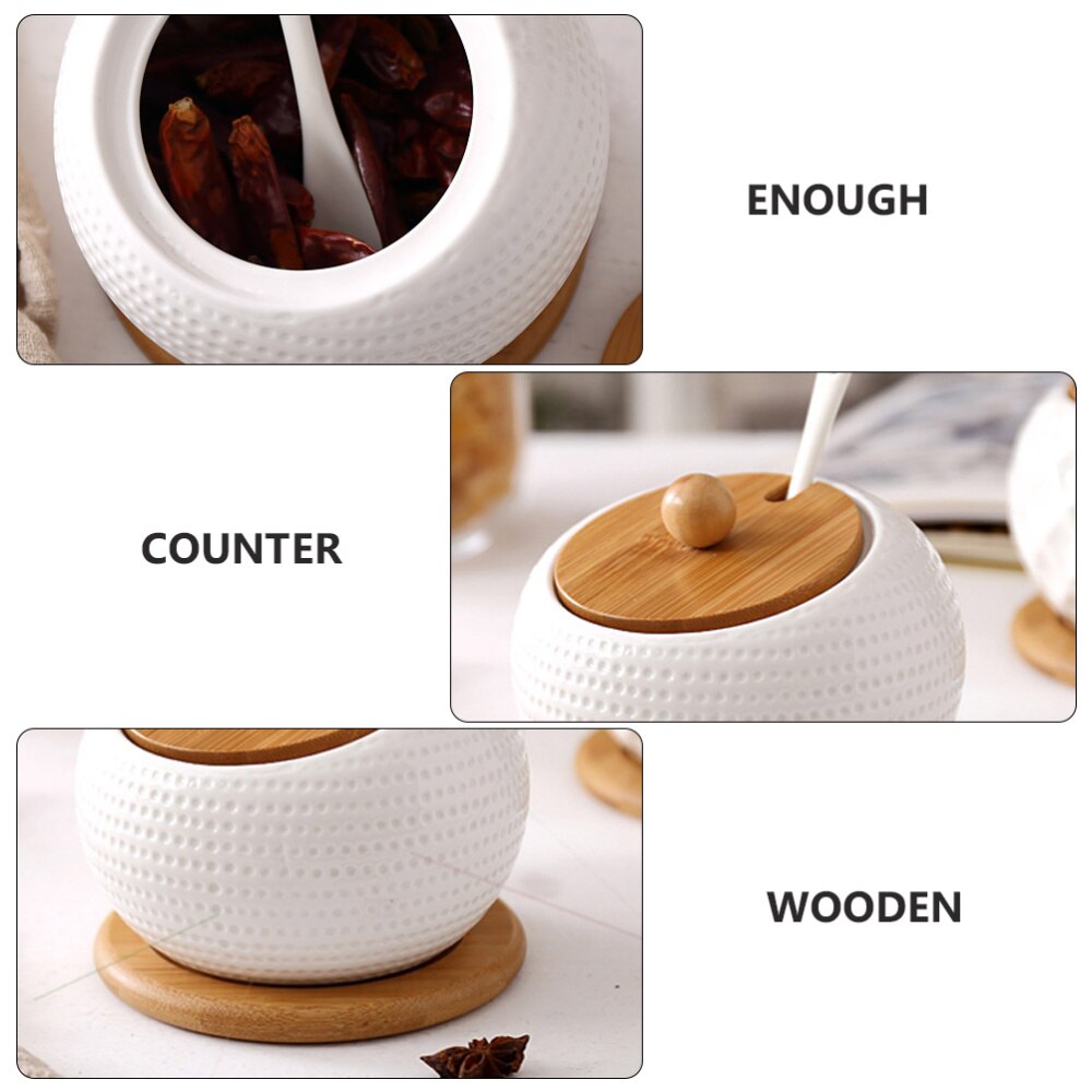 Juego de tarros de cerámica para condimentos, botella aromatizante de cocina creativa, color blanco, 1 Juego