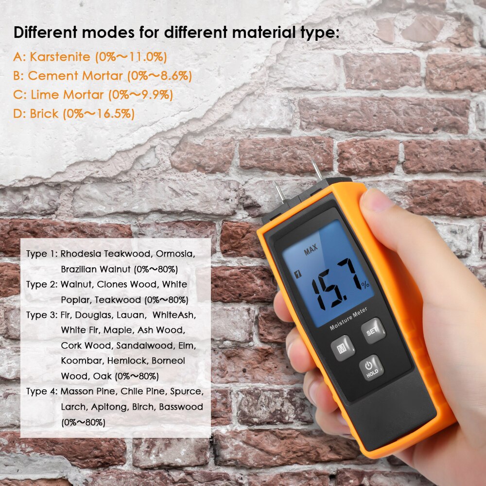 KKMOON Handheld Mini Digital LCD Moisture Humidity Meter Wood Plant Moisture Meter Detector Hygrometer for Timber Wood Drywall