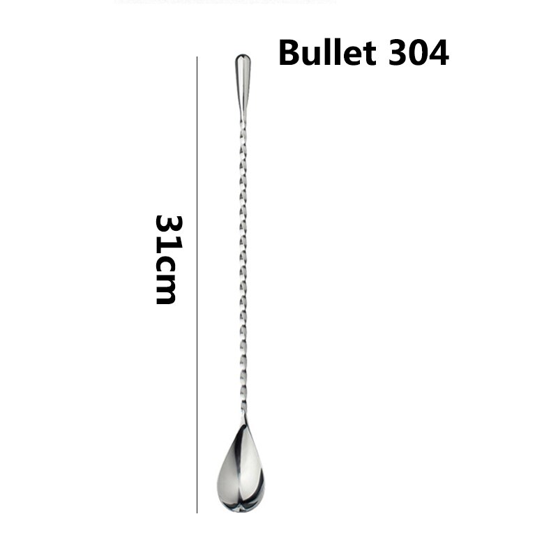 1Pcs Cocktail Fork Spoon Double Head Stainless Steel Cocktail Bar Durable Bar Appliances Stirring Rod Spiral Shape Kitchenware: Bullet 304