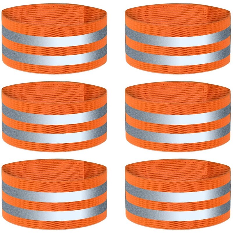 Set Of 6 High Visibility Reflective Tapes, Safety Armband: Orange