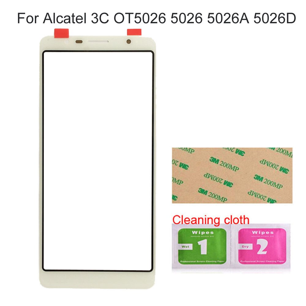 Para Alcatel 3C OT5026 5026 5026A 5026D Panel de pantalla de vidrio frontal (sin pantalla táctil) piezas de montaje de cubierta de vidrio exterior: 5026 White