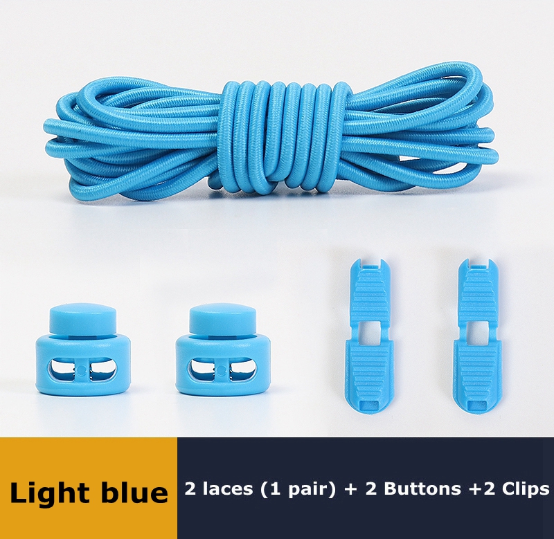 Lacets de chaussures élastiques ronds à ressort en plastique, faciles à porter en 1 seconde, accessoires de chaussures de sport, de randonnée, de paresseux: Light blue