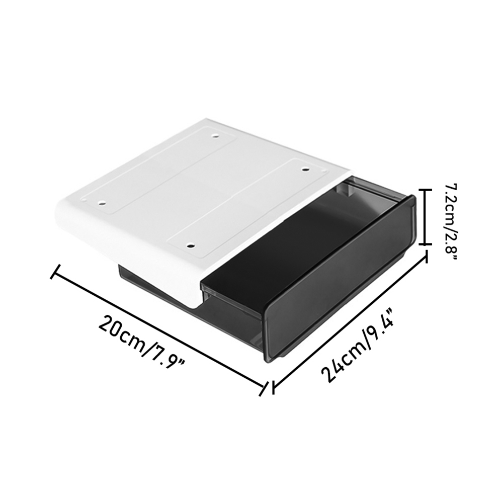 Under Desk Drawer Adhesive Storage Box For Office Pen Holder Hidden Sorting Box Kitchen Knife Fork Storage Tray Organizer: Black L