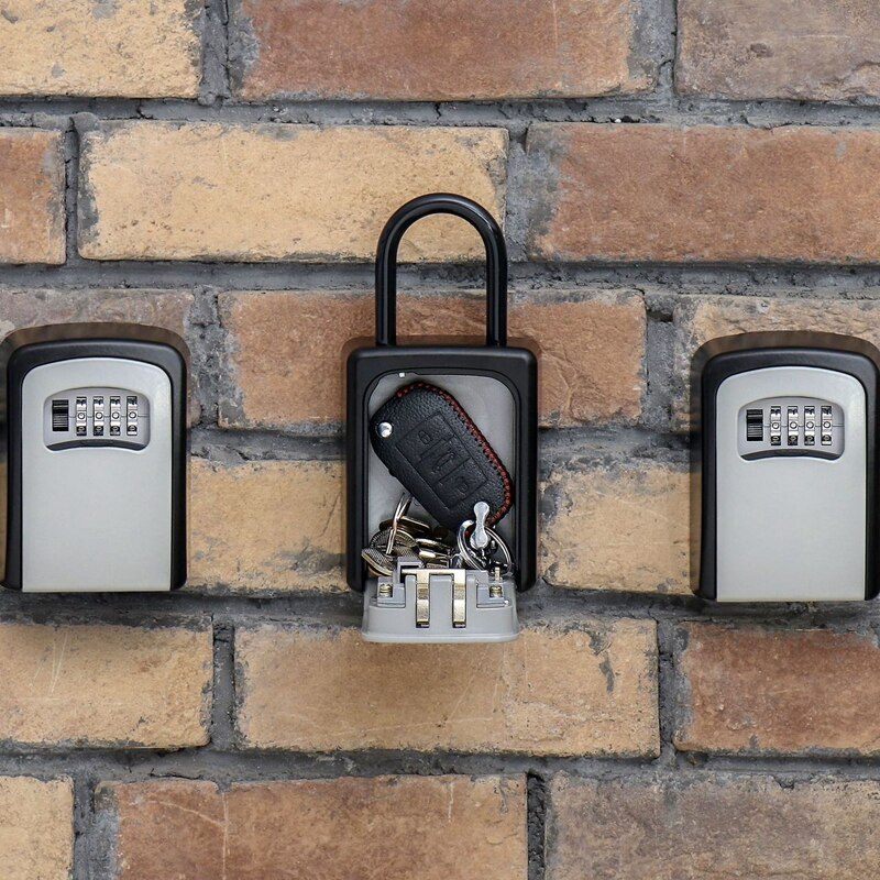 Key Storage Lock Box Wall Mount Holder 4 Digit Combination Safe Outdoor Security
