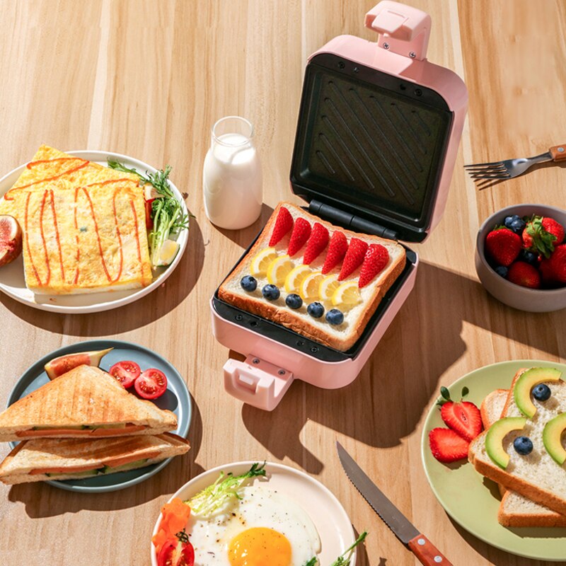 220V máquina de Waffle Sanduicheira Torradeira Cozimento Elétrica Multifuncional Máquina de Café Da Manhã Panqueca Sandwichera Aquecimento Lateral Dobro